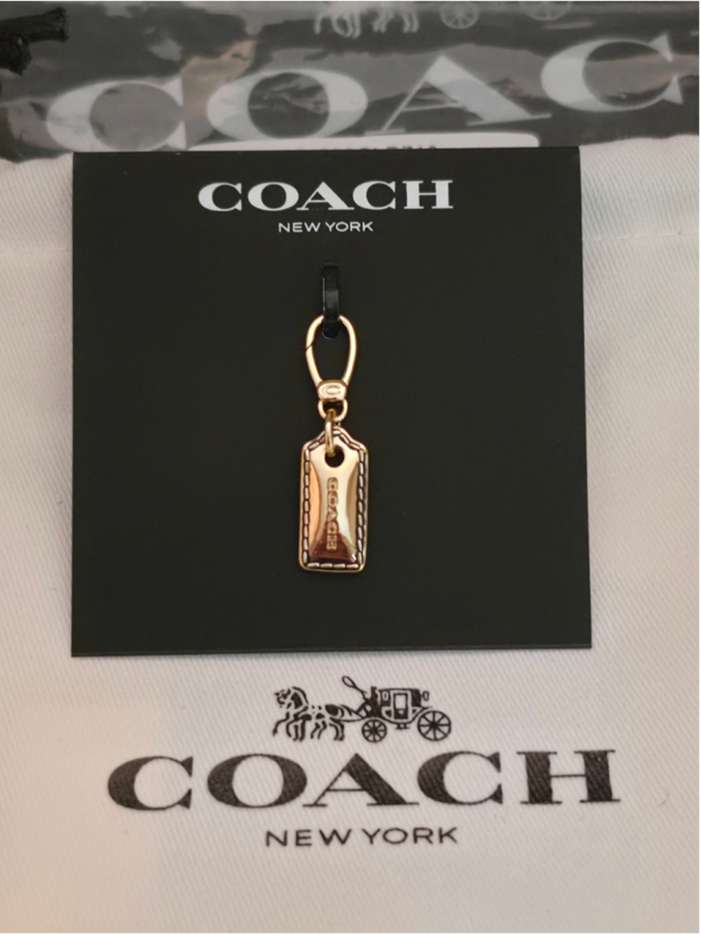 NWT Coach Gold Collectible Signature Stitched Hangtag Charm